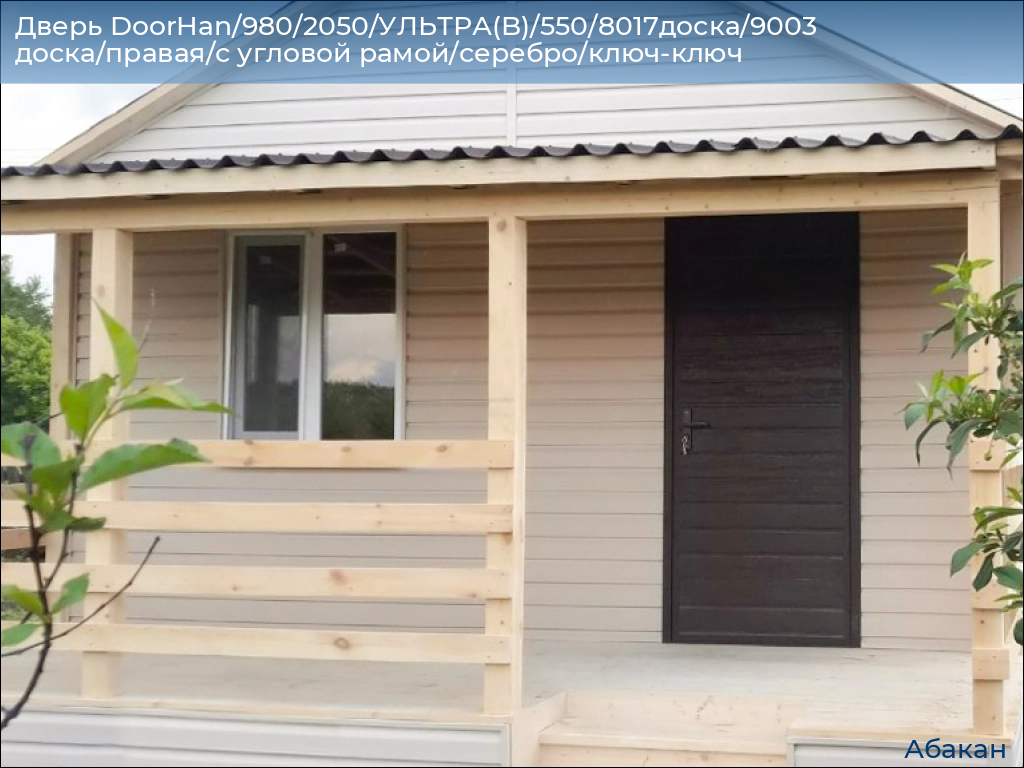 Дверь DoorHan/980/2050/УЛЬТРА(B)/550/8017доска/9003 доска/правая/с угловой рамой/серебро/ключ-ключ, abakan.doorhan.ru