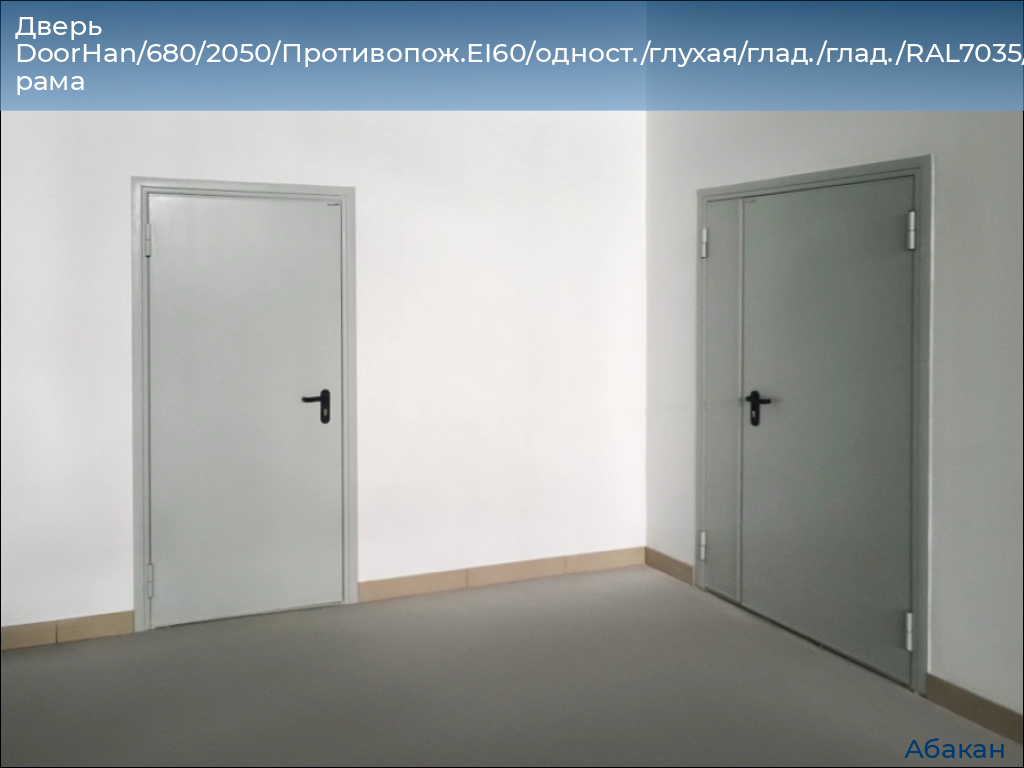 Дверь DoorHan/680/2050/Противопож.EI60/одност./глухая/глад./глад./RAL7035/лев./угл. рама, abakan.doorhan.ru